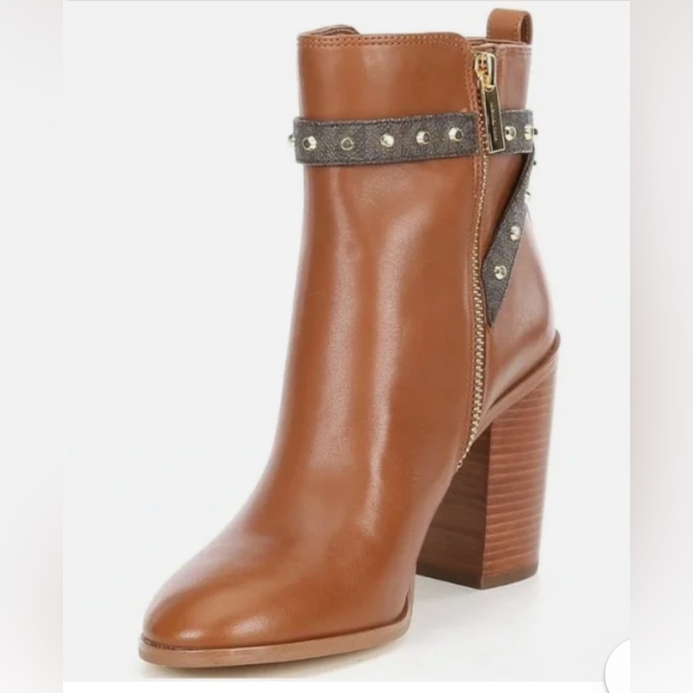 Michael Kors Brown Ankle Boots with Studded Strap